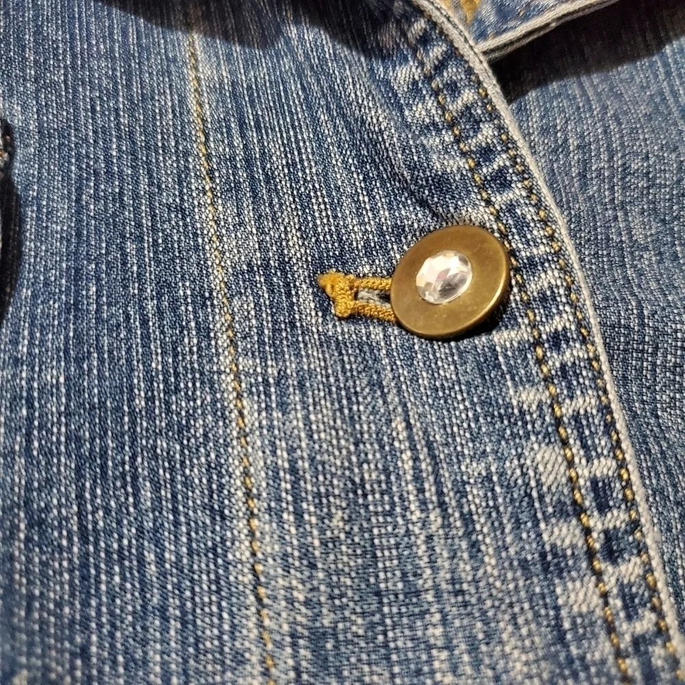 Vintage 2000s Y2k 00s Jean Jacket Rhinestones Bling Erika - Picture 4 of 11